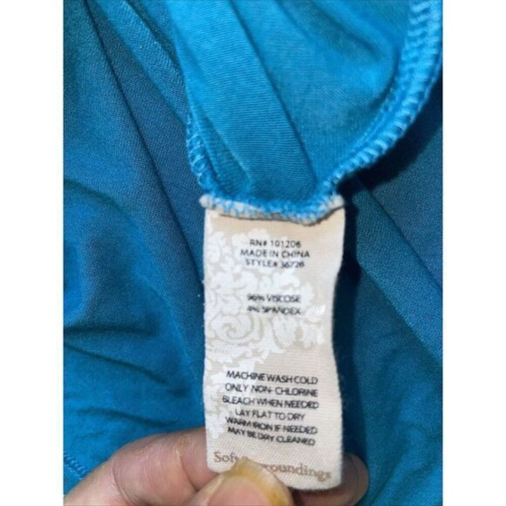 Soft Surroundings Womens Teal Blue Short Sleeve T-Shirt PS - Picture 6 of 6